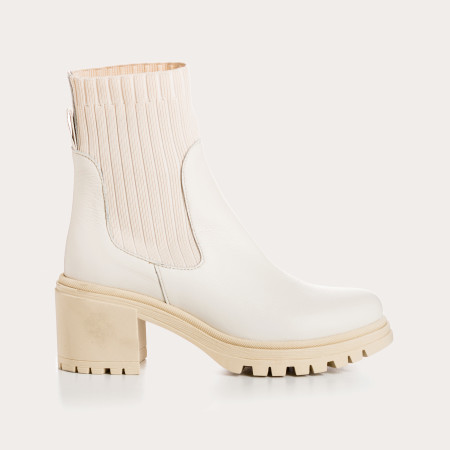 Bottines Chelsea à talons en cuir grainé