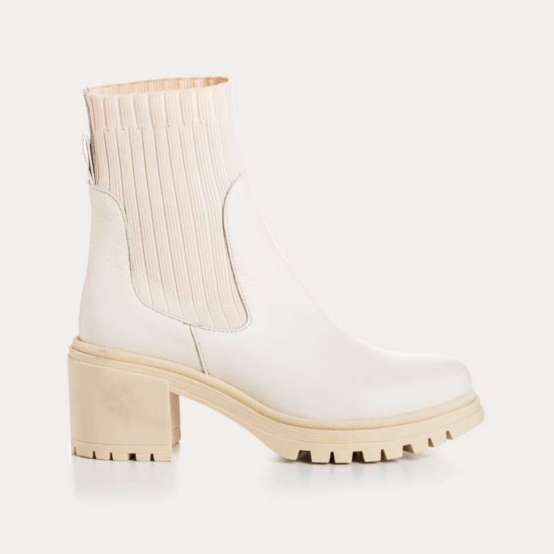 Bottines Chelsea à talons en cuir grainé