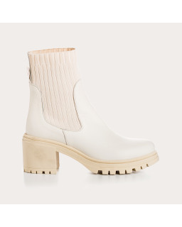 Bottines Chelsea à talons en cuir grainé