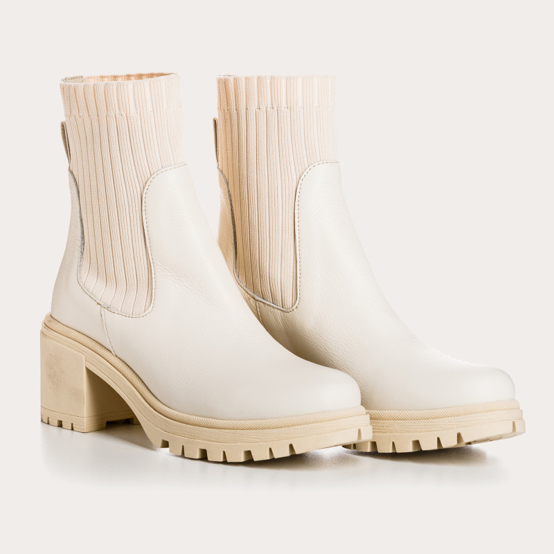 Bottines Chelsea à talons en cuir grainé