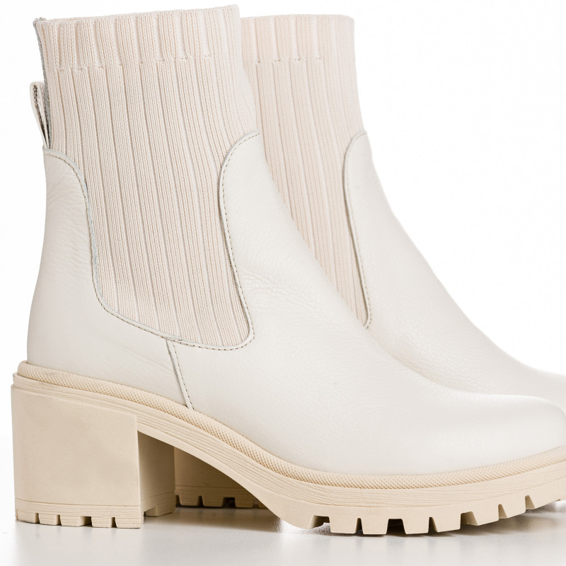 Bottines Chelsea à talons en cuir grainé