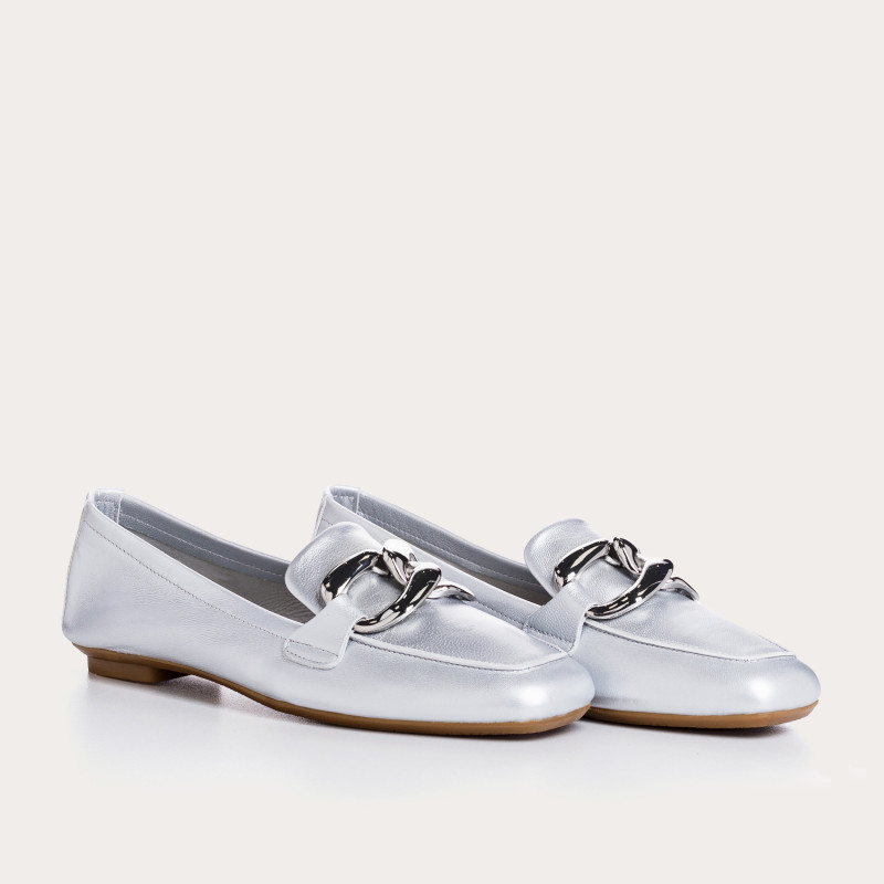 Mocassin Bijou Femme Cuir Nacré - HASTER | Reqins