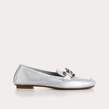 mocassins bijou femme cuir nacré |reqins