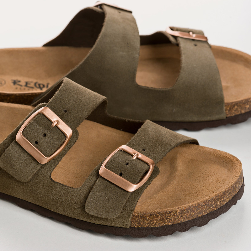 Nubia flange sandals - Anatomical shoes Velvet leather woman | Reqins