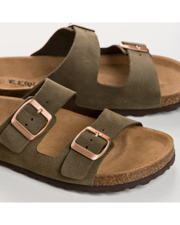 Nubia flange sandals - Anatomical shoes Velvet leather woman | Reqins