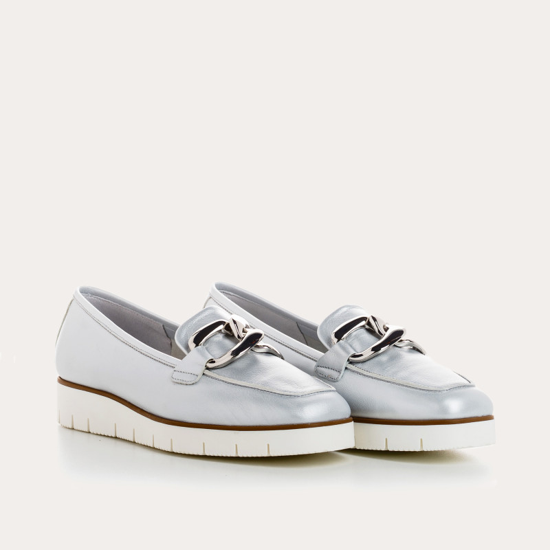 Mocassins Bijou Compensé Femme Cuir Nacré - NASTER | Reqins