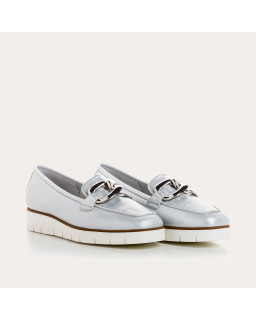 Mocassins Bijou Compensé Femme Cuir Nacré - NASTER | Reqins