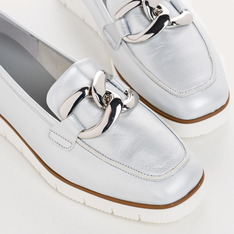 Mocassins Bijou Compensé Femme Cuir Nacré - NASTER | Reqins