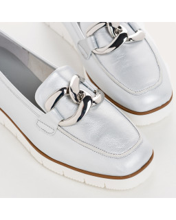 Mocassins Bijou Compensé Femme Cuir Nacré - NASTER | Reqins