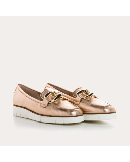 Moccasins jewel compensated woman shine leather metallic - Naster | Reqins
