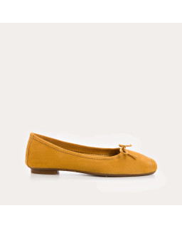 Flat ballerinas with velvet leather knot with tip reinforcement