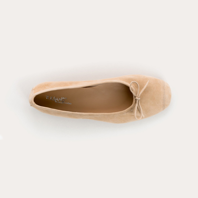 Flat ballerinas with velvet leather knot with tip reinforcement