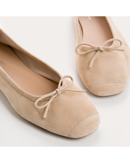 Flat ballerinas with velvet leather knot with tip reinforcement
