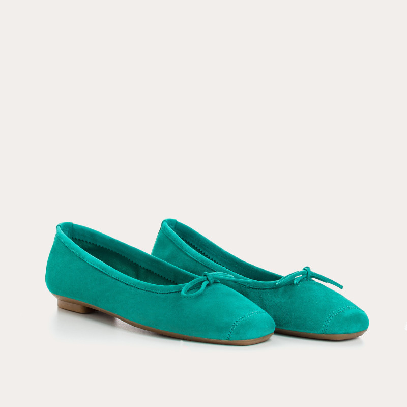 Flat ballerinas with velvet leather knot with tip reinforcement