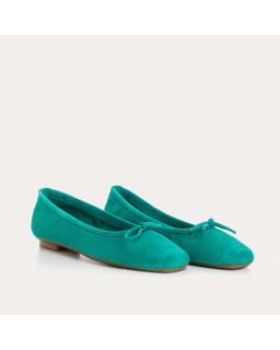 Flat ballerinas with velvet leather knot with tip reinforcement
