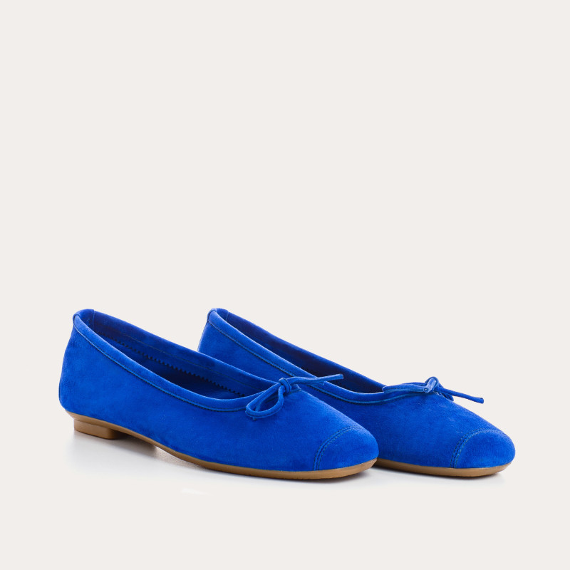 Flat ballerinas with velvet leather knot with tip reinforcement