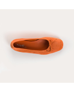 Flat ballerinas with velvet leather knot with tip reinforcement
