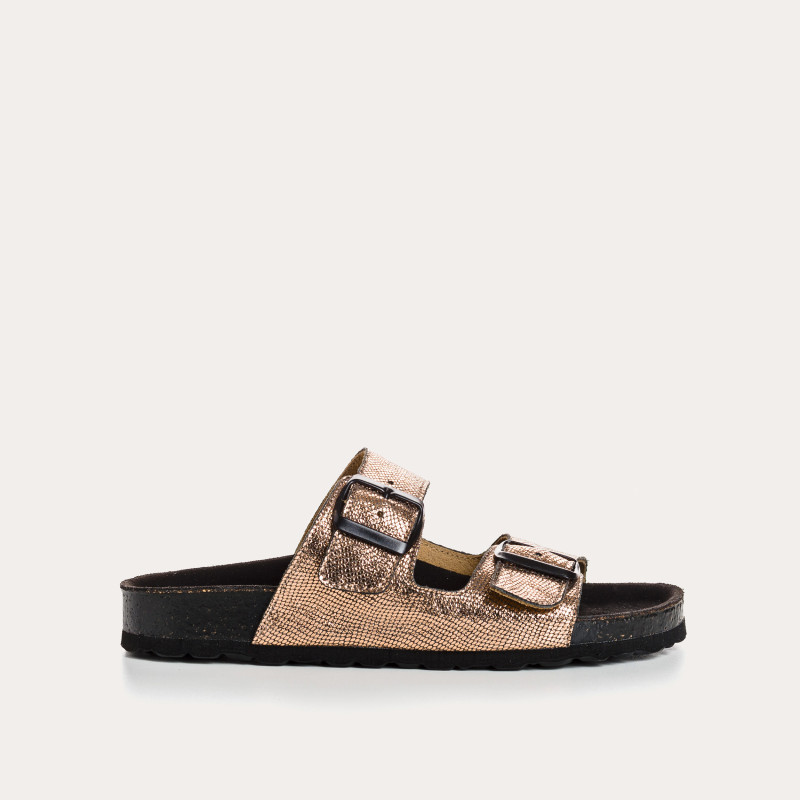 Sandales à brides NUBIA - chaussures anatomiques cuir métallisé femme | REQINS