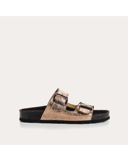 Nubia Bride Sandals - Women's Metallic Leather Anatomical Shoes | Reqins