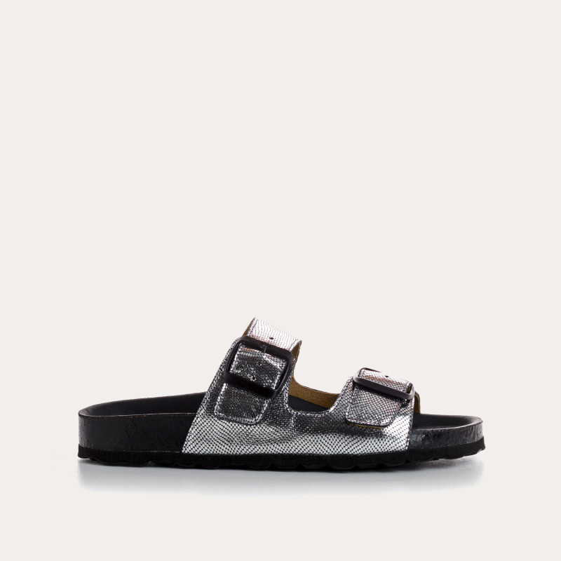 Sandales à brides NUBIA - chaussures anatomiques cuir métallisé femme | REQINS