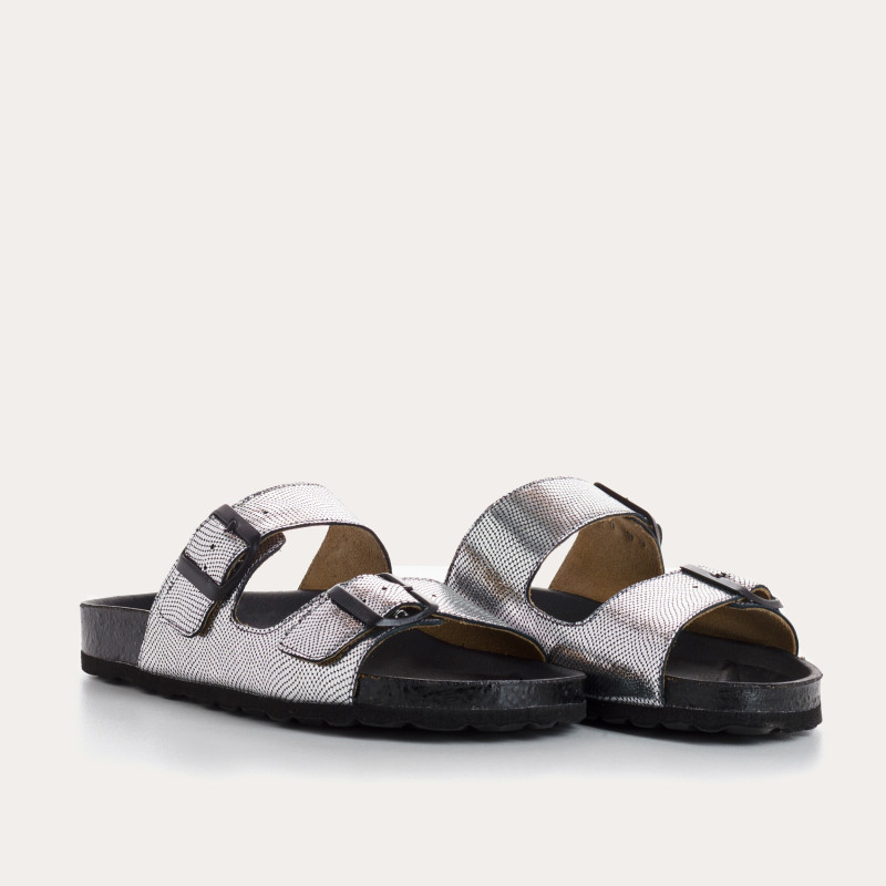 Nubia Bride Sandals - Women's Metallic Leather Anatomical Shoes | Reqins