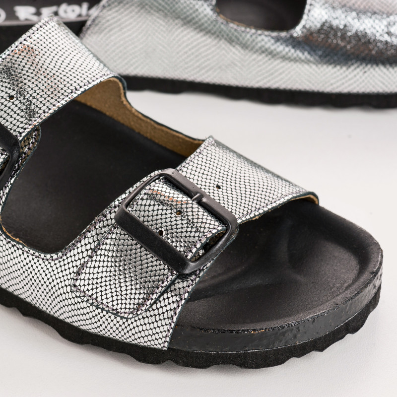 Sandales à brides NUBIA - chaussures anatomiques cuir métallisé femme | REQINS
