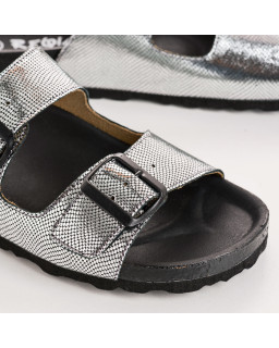 Sandales à brides NUBIA - chaussures anatomiques cuir métallisé femme | REQINS