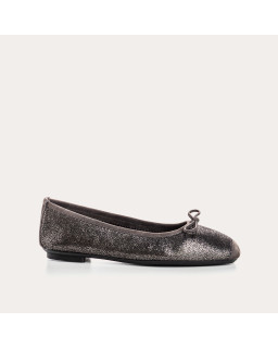 Metallic leather ballerinas with knot