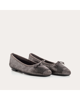 Metallic leather ballerinas with knot