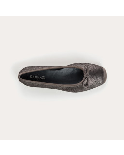 Ballerines en cuir métallisé avec nœud