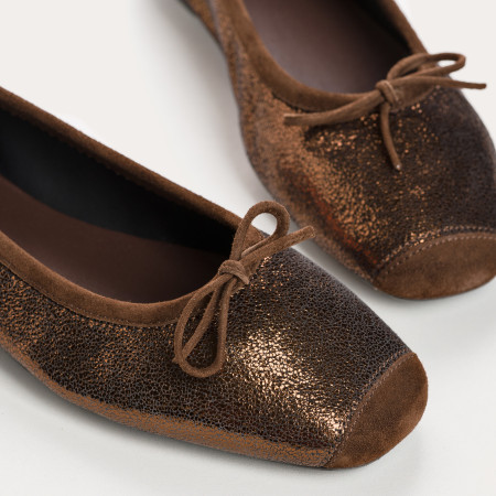 Ballerines en cuir métallisé avec nœud