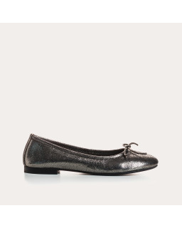 Flat ballerinas with metallic leather knot with rounded butt