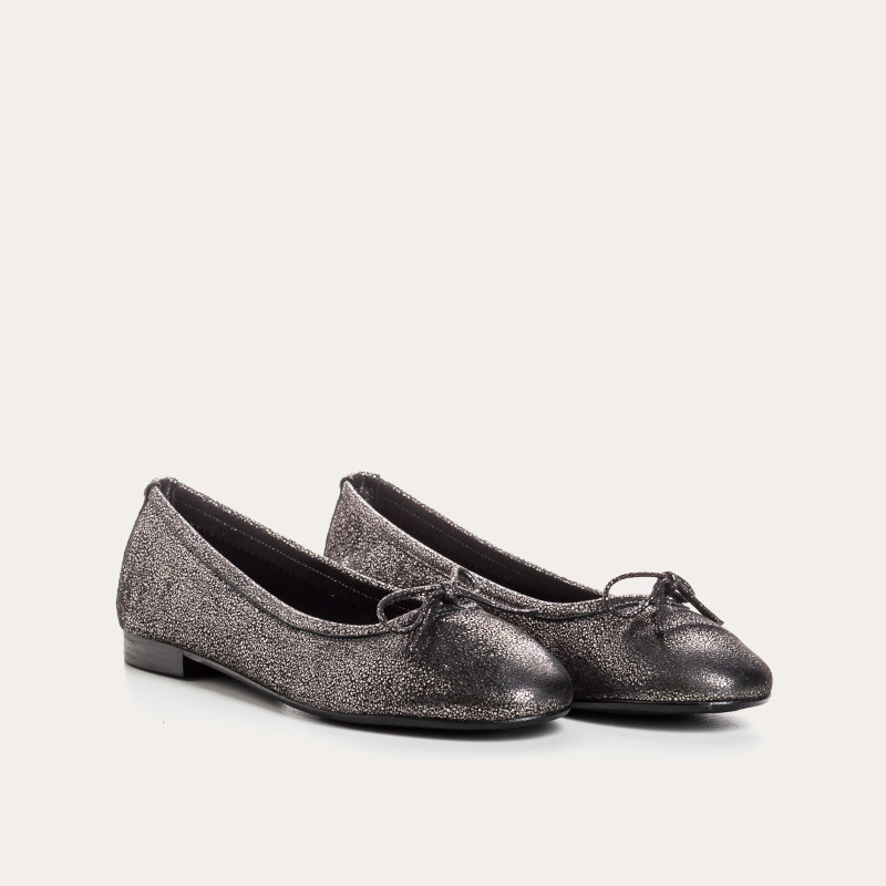 Flat ballerinas with metallic leather knot with rounded butt