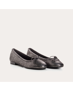 Flat ballerinas with metallic leather knot with rounded butt