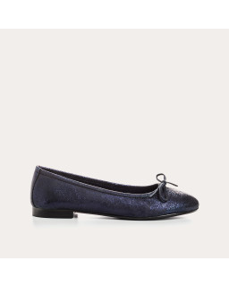 Flat ballerinas with metallic leather knot with rounded butt