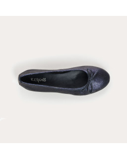 Flat ballerinas with metallic leather knot with rounded butt