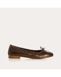 Flat ballerinas with metallic leather knot with rounded butt