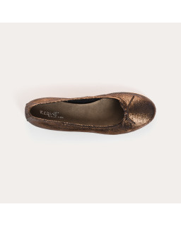 Flat ballerinas with metallic leather knot with rounded butt