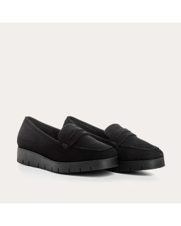 Velvet leather compensated loafers