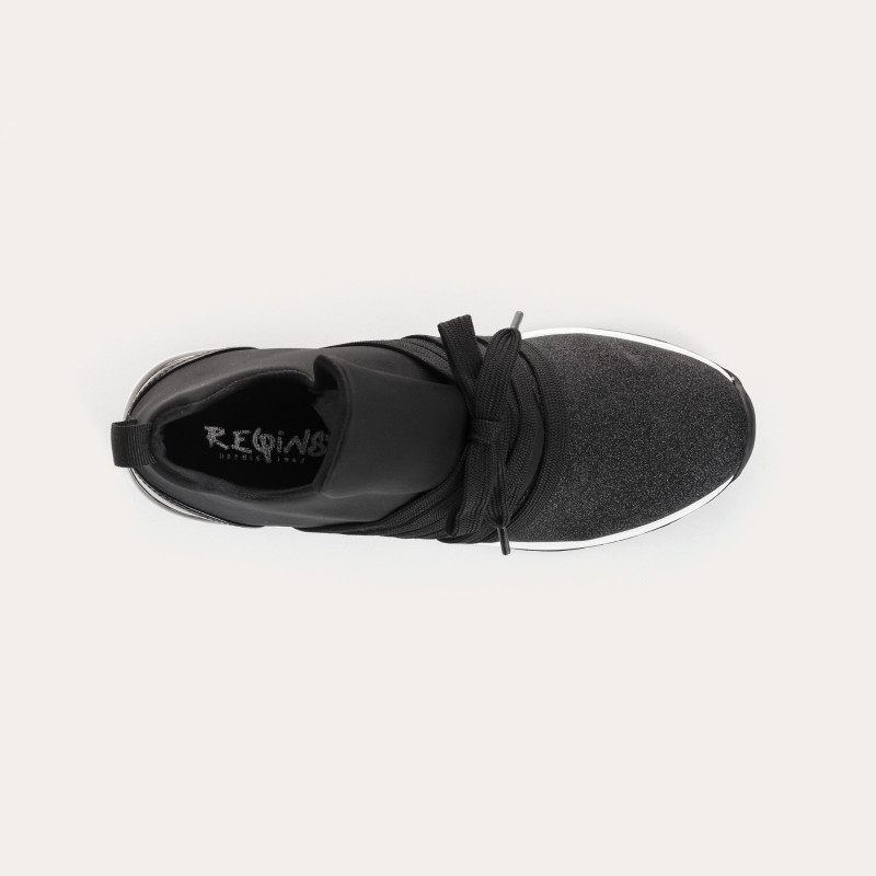 Baskets "slip-on" à lacets en lycra pour femme