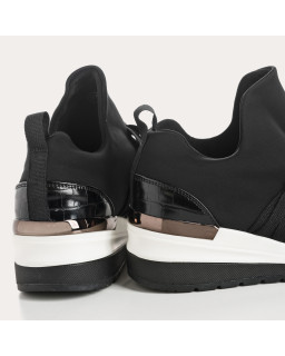 Baskets "slip-on" à lacets en lycra pour femme