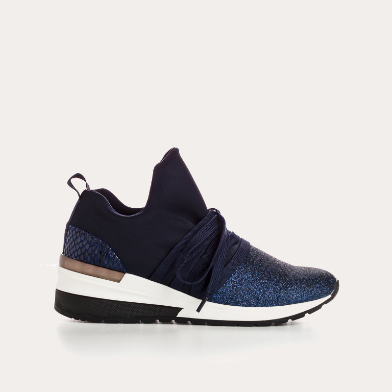 Baskets "slip-on" à lacets en lycra pour femme