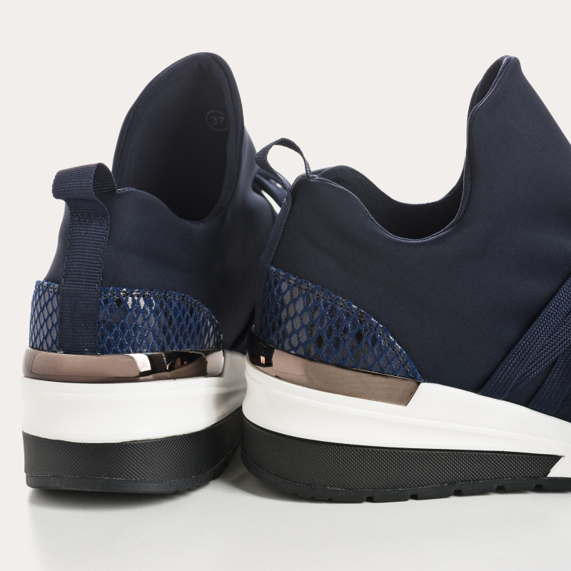 Baskets "slip-on" à lacets en lycra pour femme