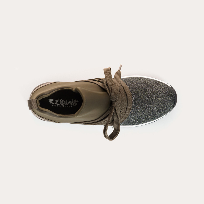 Baskets "slip-on" à lacets en lycra pour femme