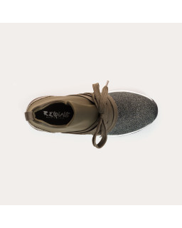 Baskets "slip-on" à lacets en lycra pour femme