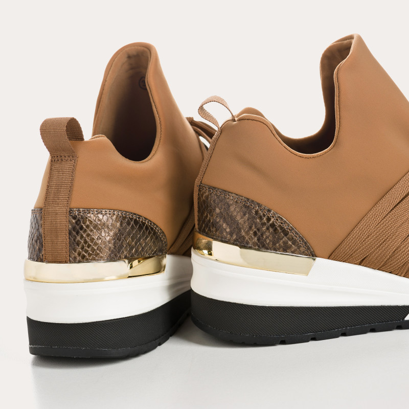 Baskets "slip-on" à lacets en lycra pour femme