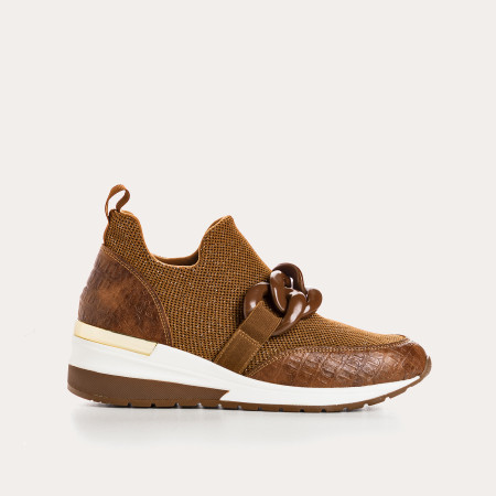 Baskets pour femme en tissu élastique lamé avec accessoires bijoux