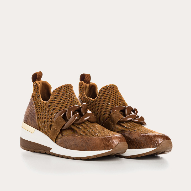 Baskets pour femme en tissu élastique lamé avec accessoires bijoux