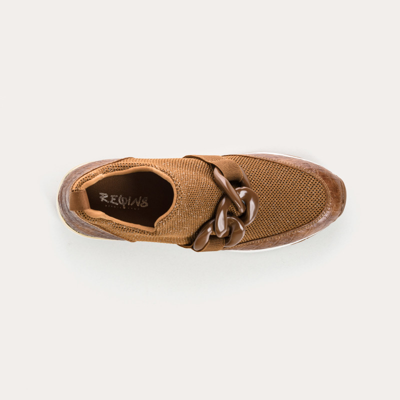 Women's Sneakers in Elastic Fabric Lady with Jewelry Accessories