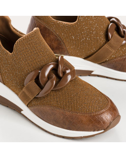 Women's Sneakers in Elastic Fabric Lady with Jewelry Accessories